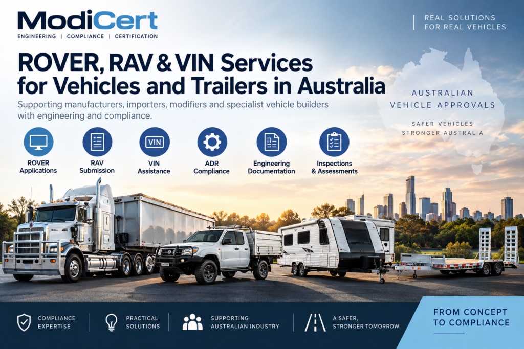 ModiCert ROVER, RAV and VIN services for vehicle and trailer manufacturers in Australia